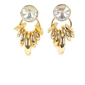 Vintage Gold and Crystal Loop Cluster Earrings